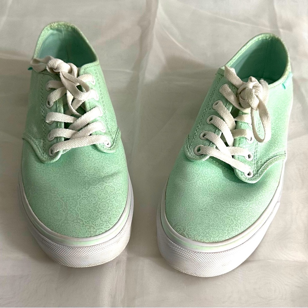 Mint green lace pattern Vans